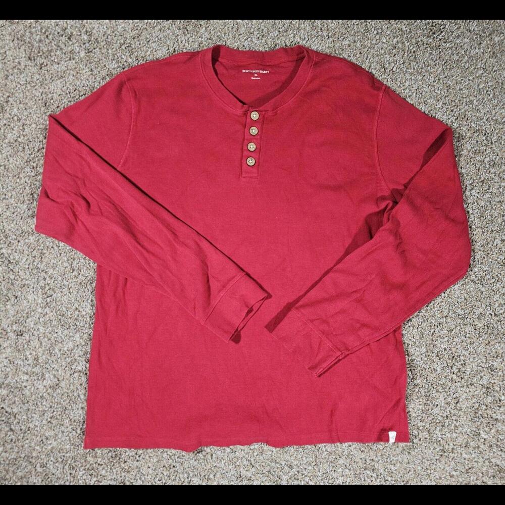 Burt's Bees Baby Thermal Men XL Red Henley LS Organic Cotton